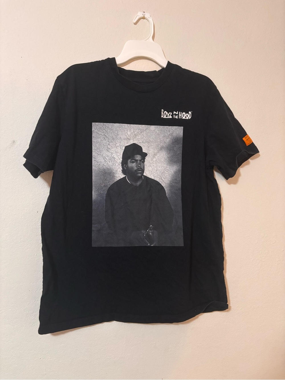 Boyz N The Hood Black Graphic Tee featuring Portrait Print. Size Large